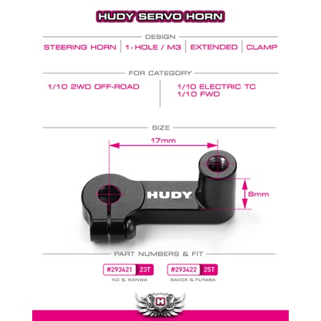 ALU CLAMP STEERING SERVO HORN - EXTENDED 8mm