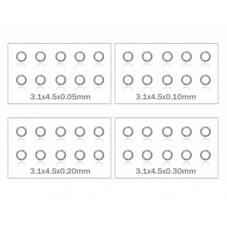 MR33 Shim Washer Set 3mm 0,05 / 0,1 / 0,2 / 0,3mm 